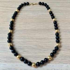 Vintage Napier Black and Gold Beaded Necklace